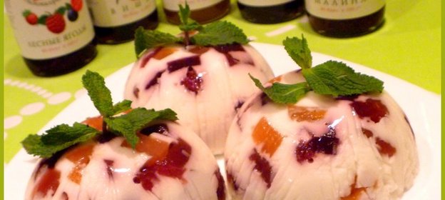 Десерт МОЗАИКА из конфитюра в кефирном желе