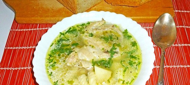 Ароматный бульон на куриных крылышках с чесноком