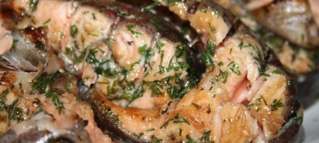 Форель на мангале в укропном маринаде