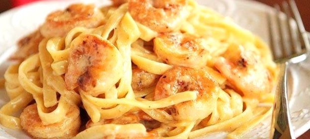 Паста феттучини с креветками