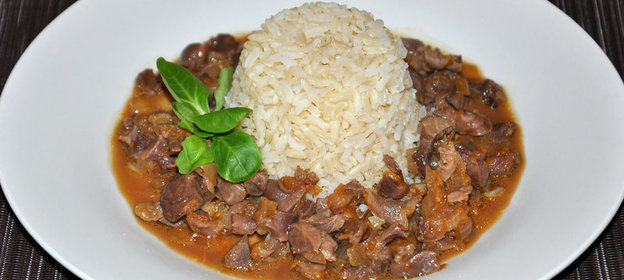 Куриные желудки с рисом Индика brown за 35 минут