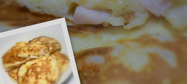 Оладьи с ветчиной и сулугуни