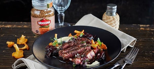 Стейк с ароматом кофе и самбуки