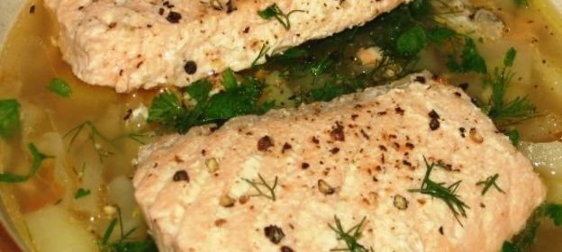 Щи с лососем