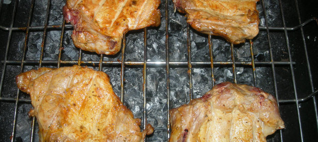 Отбивная на кости и овощи запеченые нагриле