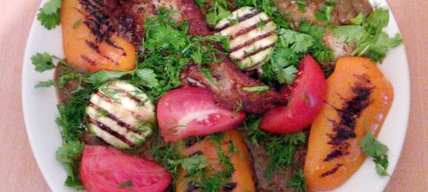 Филе морского языка с овощами гриль