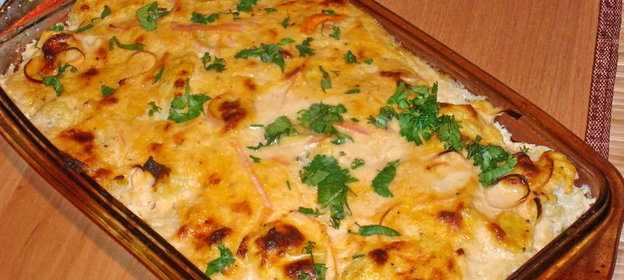 Форельно-цвето-капустная запеканка