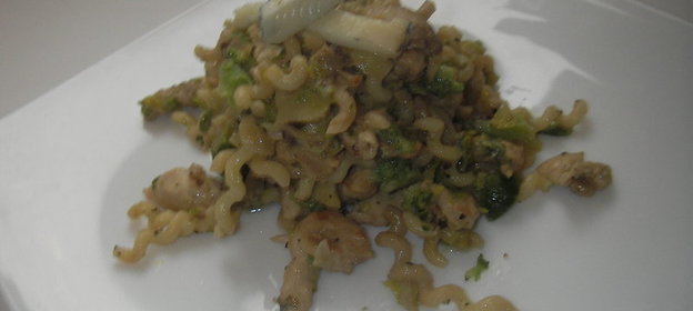 Паста с белыми грибами и брюссельской капустой