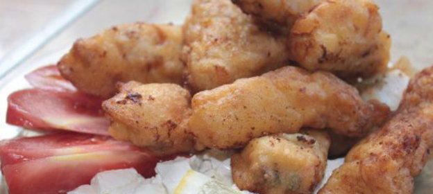 Шашлык из морской рыбы с овощами