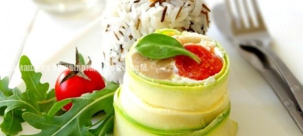 Башенки из Басмати и яичной паровой запеканкой с шампиньонами и овощами