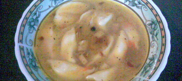 Вареники с картошкой в ароматном бульоне