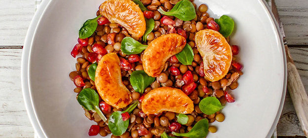 Салат из чечевицы с мандарином