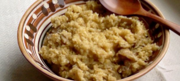 Обед в духовке.Роскошная каша из пшеничной крупы на грибном бульоне