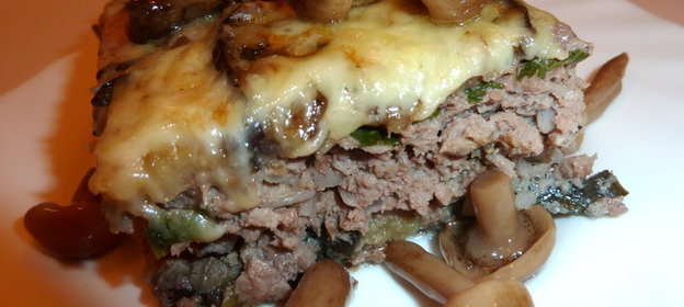 Запеканка мясная с баклажанами и рисом