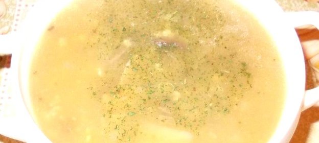 Суп с пшеном и грибами на говяжьем бульоне