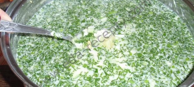 Окрошка на курином бульоне