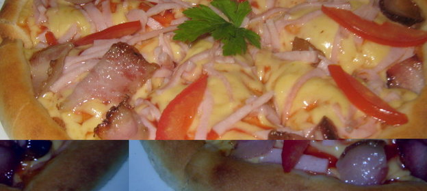 Пицца с беконом и ветчиной