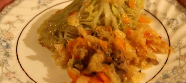 Голубцы из савойской капусты с грибами (без мяса)