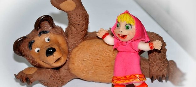 Сахарные украшения на торт Маша и Медведь