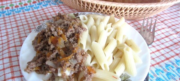 Макароны пенне с фаршем