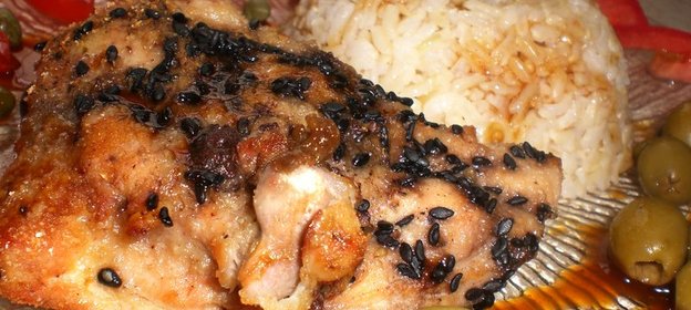 Курица с кунжутом в соусе терияки