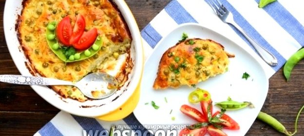 Запеканка из кабачка и молодого зелёного горошка