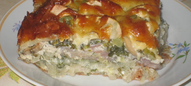 Запеканка с отбивными и