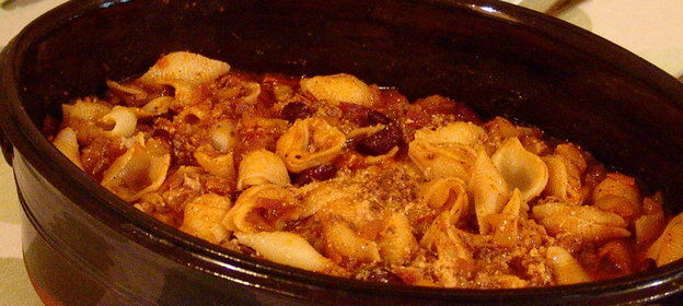Чили с макаронами, (вариант в духовке)