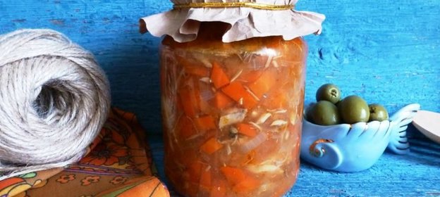 Овощи со скумбрией на зиму