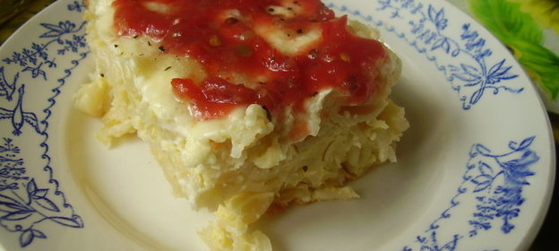 запеканка с макаронами и брынзой