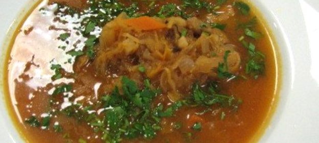 Постные щи из квашеной капусты с белыми грибами