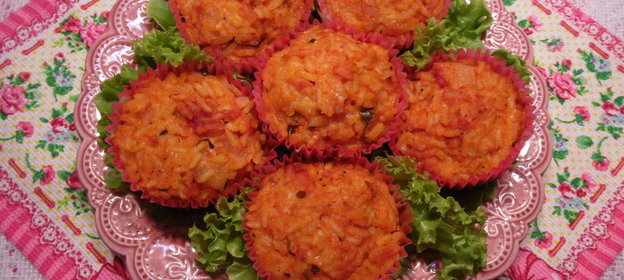 Закусочные кексы из риса с ветчиной