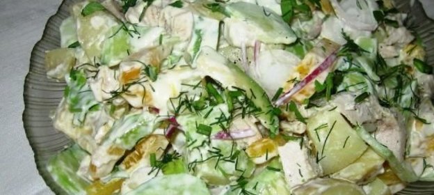 Салат из куриных сердец с дайконом