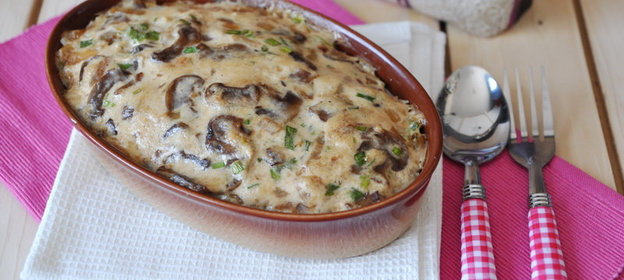 Запеканка из риса с шампиньонами