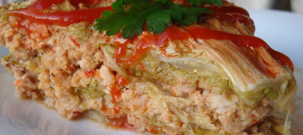 Этакая запеканка. Капуста+фарш