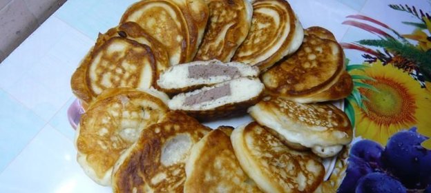 Оладьи на простокваше с начинкой