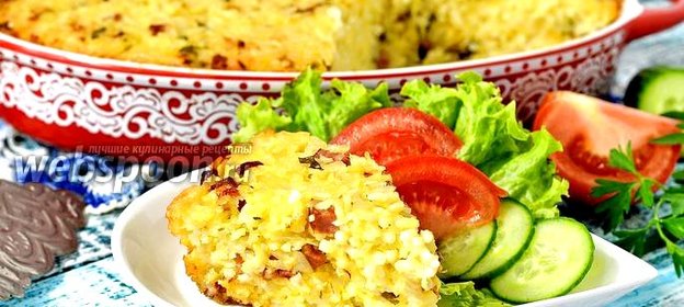 Рисовая запеканка с ветчиной и сыром