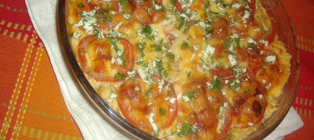 Картофельная запеканка с помидорами и сыром!