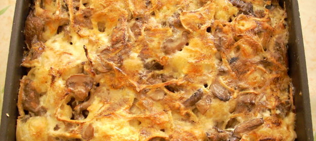 Запеканка из цветной капусты с грибами