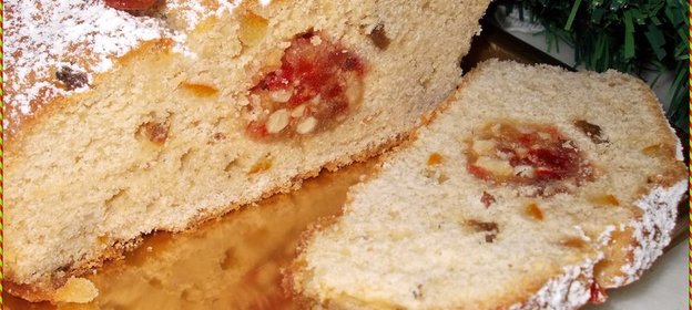 Рождественский хлеб на сметане ((без дрожжей))... с марципаном