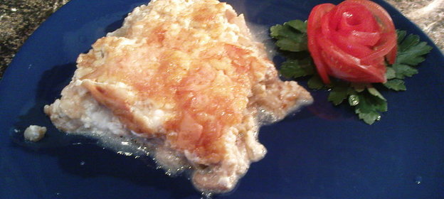 Морской язык под шампиньоновой шапкой