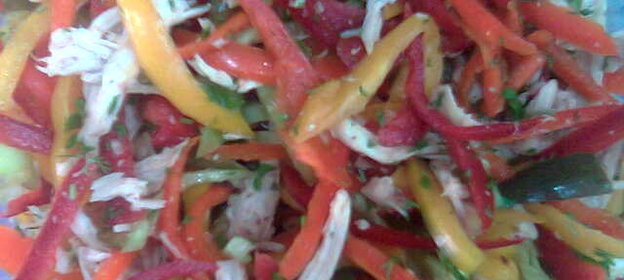 Салат из перца с грудинкой