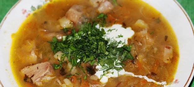 Кислые щи с белыми грибами