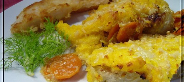 Запеканка из поленты с фенхелем и морковью