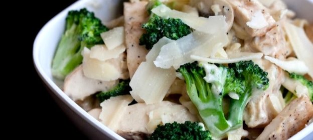 Спагетти с курицей и грибами