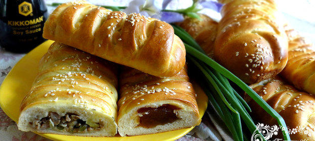 Плетеные багеты с двумя начинками (идеи для пикника)