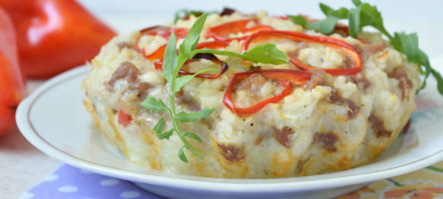 Рисовая запеканка c болгарским перцем и мясом