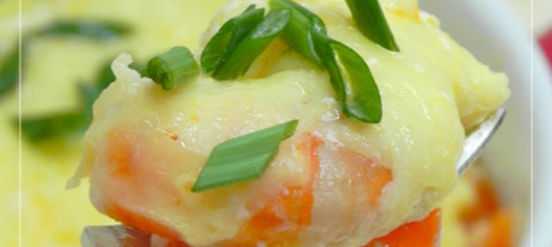 Сырный гратен с креветками