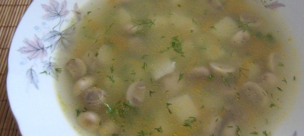Суп грибной на курином бульоне