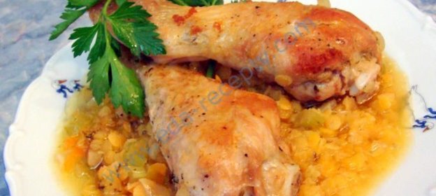 Жаркое из курицы с чечевицей